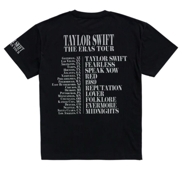 Taylor Swift The Eras Tour US Dates Black T-Shirt - Picture 2 of 3